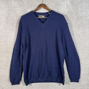 Peru Unlimited Sweater Mens XL Navy Blue Alpaca Wool V Neck Knit Pullover
